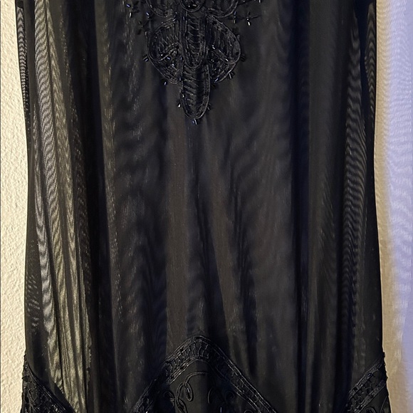 Elegant Black Sheer Dress with Lace Detail - Picture 2 of 16